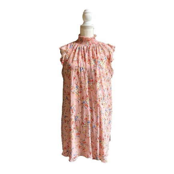 Code X Mode Mock Neck Style Pink Floral Ruffle Dress US Women’s S - Picture 1 of 10